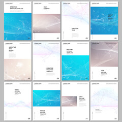 A4 brochure layout of covers templates for flyer leaflet, A4 brochure design, report, presentation, magazine cover, book design. Wave flow background for science or medical concept design.