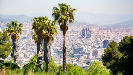 Fototapeta na wymiar Panoramic view on Barcelona from mount Montjuïc
