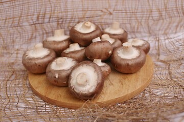 mushrooms on a wooden table