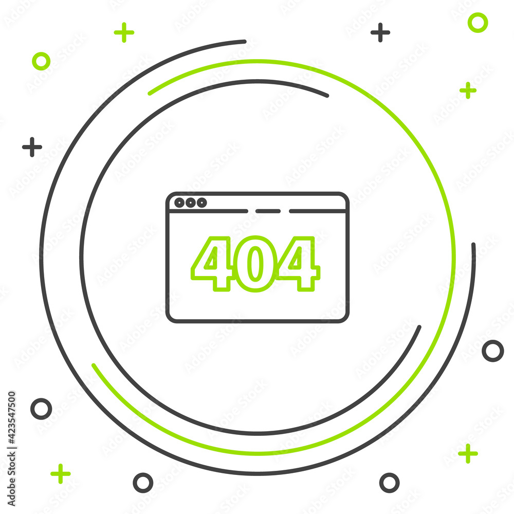 Poster line page with a 404 error icon isolated on white background. template reports that the page is not 
