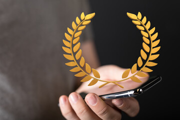 gold winner first place in hand