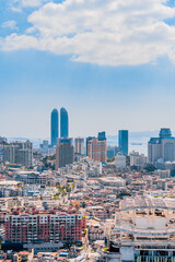 Obraz premium High perspective scenery of the World Trade Twin Towers in Xiamen, China