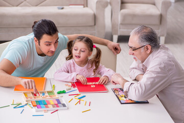 Fototapeta premium Three generations of family in early development concept