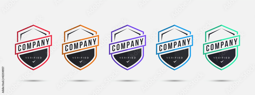 Wall mural company logo badge design template. certified badge design with shield sports shape. vector illustra