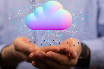 database data Cloud technology. Integrated digital web concept background
