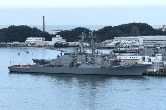 Kanagawa, Japan - October 19, 2019:United States Navy USS John S. McCain (DDG-56), Arleigh Burke-class Destroyer.