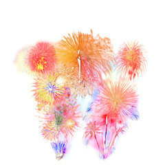 beautiful colorful firework isolated display for celebration happy new year and merry christmas on white isolated background, fireworks new year