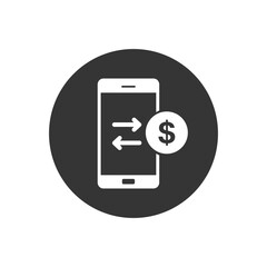 Vector mobile transfer money icon in flat