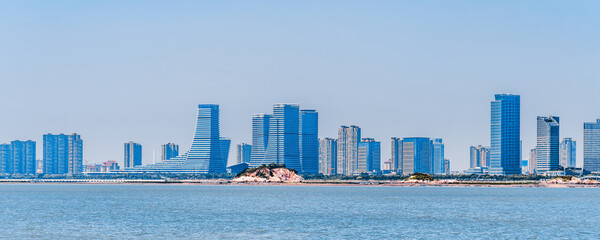 CBD building in the central city of Xiamen by the sea in Xiamen, Fujian, China © Govan