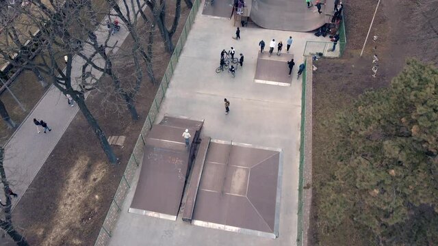 Overhead Top View Of Skate Park