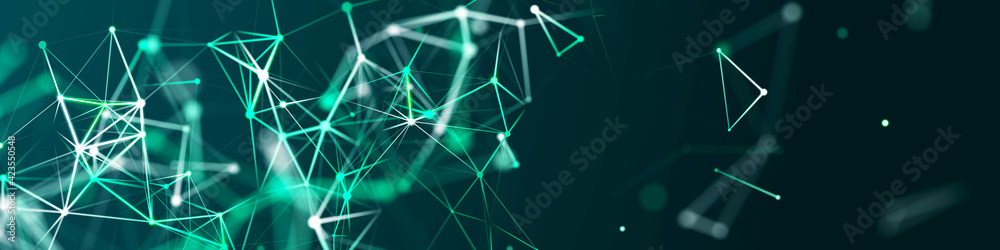 Poster polygonal background with dots and lines. network connection structure. science and technology. 3d