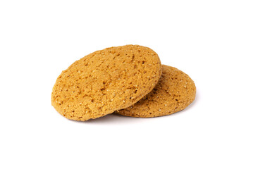 oatmeal cookies isolated on white background. Two cookies