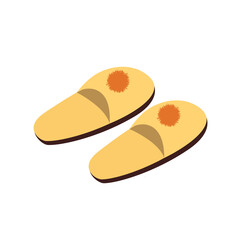 Yellow women's slippers. Vector illustration with cozy home slippers on a white background
