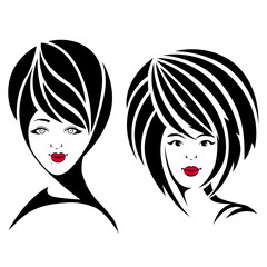 Portrait of a girl in a flat style can be used as a logo for a beauty salon, Vector illustration