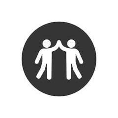 High five hand gesture silhouette white icon. Friendship. Friends. Isolated vector illustration. Editable stroke