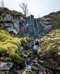 Waterfall, Rough Burn, Clyde Murshiel Regional Park, Lochwinnoch, Renfrewshire, Scotland, UK