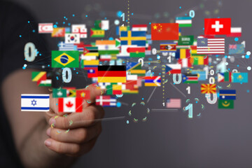 Global communication, international messaging and translation concept