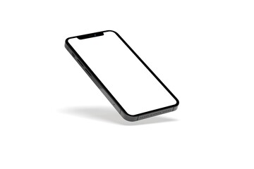 Realistic isometric black frameless smartphone mockup perspective 3d