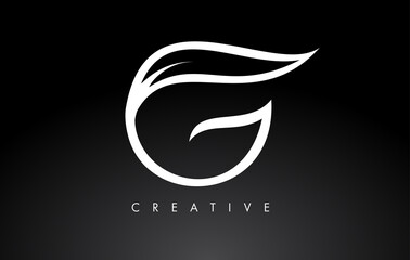 G Letter Logo with Monogram Leaf Concept in Black and White Colors