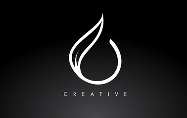 O Letter Logo with Monogram Leaf Concept in Black and White Colors