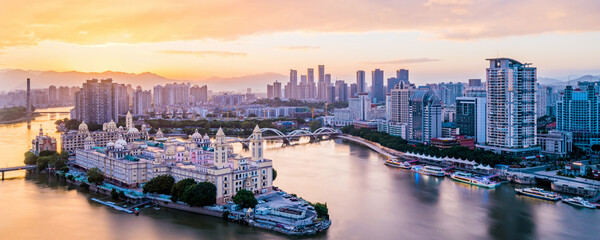 Obraz premium Sunset at Zhongzhou Island, Fuzhou, Fujian, China