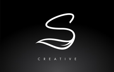 S Letter Logo with Monogram Leaf Concept in Black and White Colors