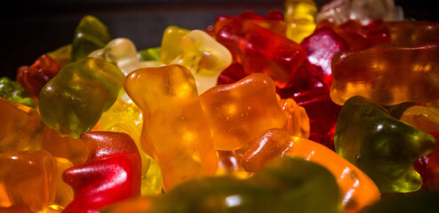 Colorful Gummy Bears or jelly babies in close-up - studio photography