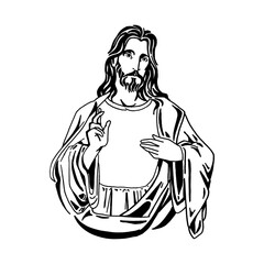 Vector illustration of Jesus Christ, God and bible