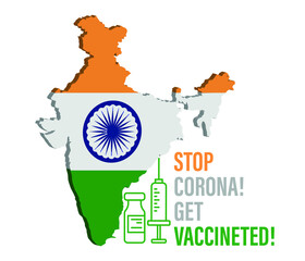 vaccination time, healthcare concept background, banner. Coronavirus Concept With India Flag.