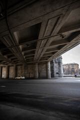 under the bridge over the river in the city 