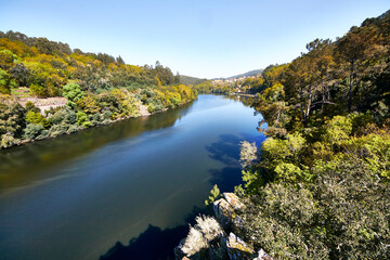 Fototapeta premium autumn landscape with lake