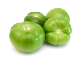 Stack tomato tomatillos fruits isolated on white background