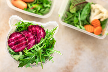 Healthy Meal Eating organic diet food fresh cooking food in a container Weekly Lunch Portion menu food delivery Takeaway containers lunch box snack season trend meal copy space food background rustic