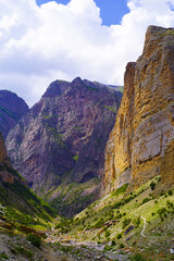 The valley of the Jylgylu river near the village of Eltyubyu in the Chegem gorge