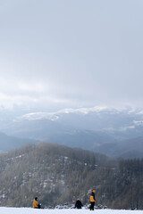 Children playing with snow