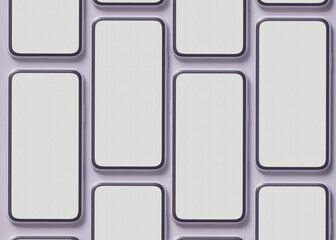 3D Illustration. Smartphones with white screen.