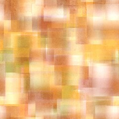 Fototapeta premium Seamless overlaid geometric shape pattern print. High quality illustration. Transparent rectangles filled with gradient colors scattered. Handmade paper texture overlay.