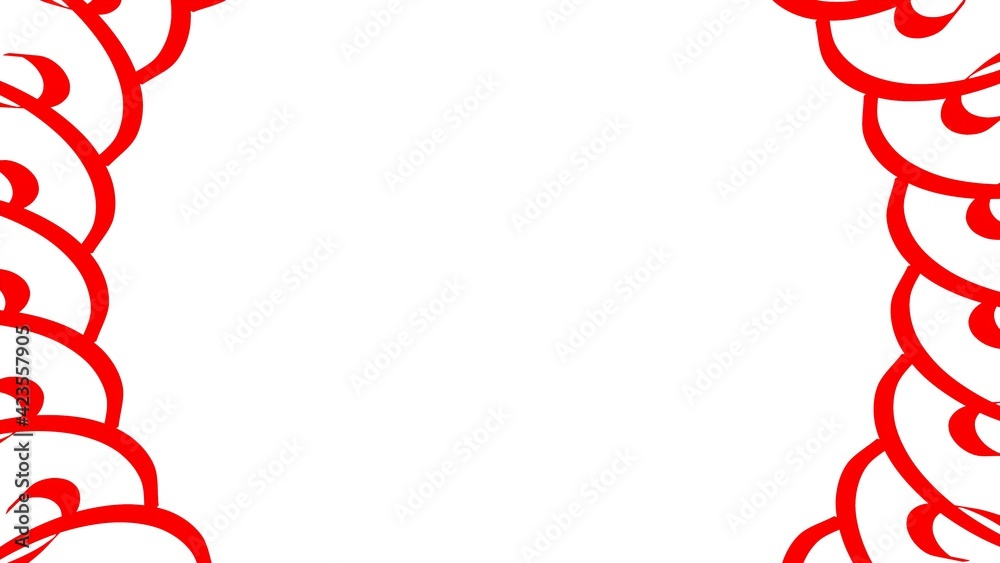 Poster red circular pattern from ribbons on a white background. graphic design. 3d rendering image.
