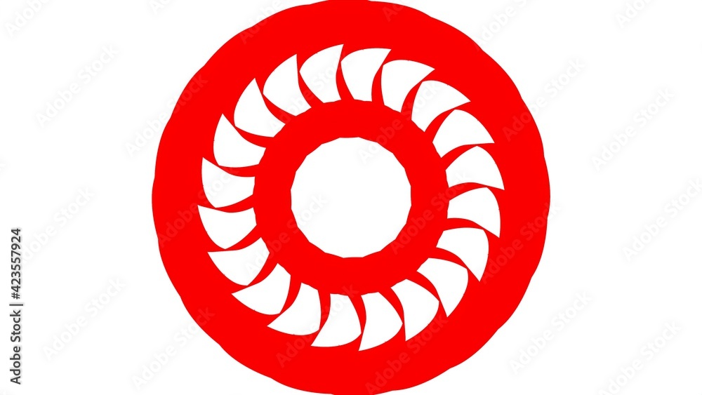 Poster red circular pattern from ribbons on a white background. graphic design. 3d rendering image.