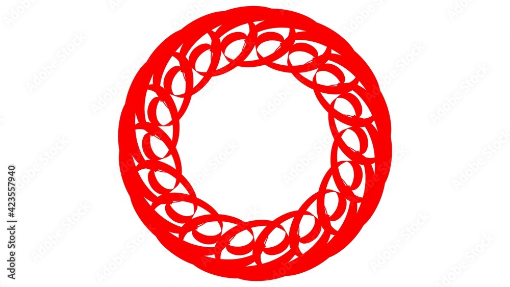 Poster red circular pattern from ribbons on a white background. graphic design. 3d rendering image.