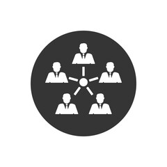 Management white Icon. Teamwork management icon vector