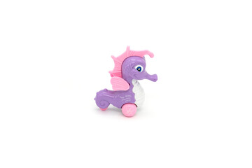 Sea horse toy isolated on white background.