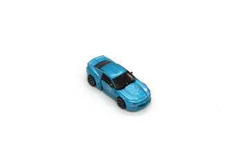 Toy sports car model on white background.