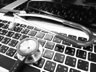 stethoscope on keyboard