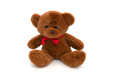 Toy teddy bear isolated on white background.