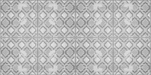 White gray grey traditional modern moroccan motif tiles wallpaper texture background - Square vintage retro concrete stone cement tiles wall with geometric pattern