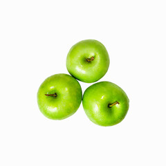 isolated green apples view from above