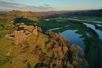 Dryslwyn Castle at Sunset with a Mavic 2 Pro - Drone Photography