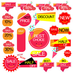 Set sale cute ribbons and banners