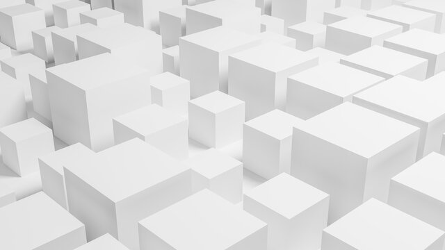 Abstract background of cubes. Black and white. Light and shadows. 3d illustration